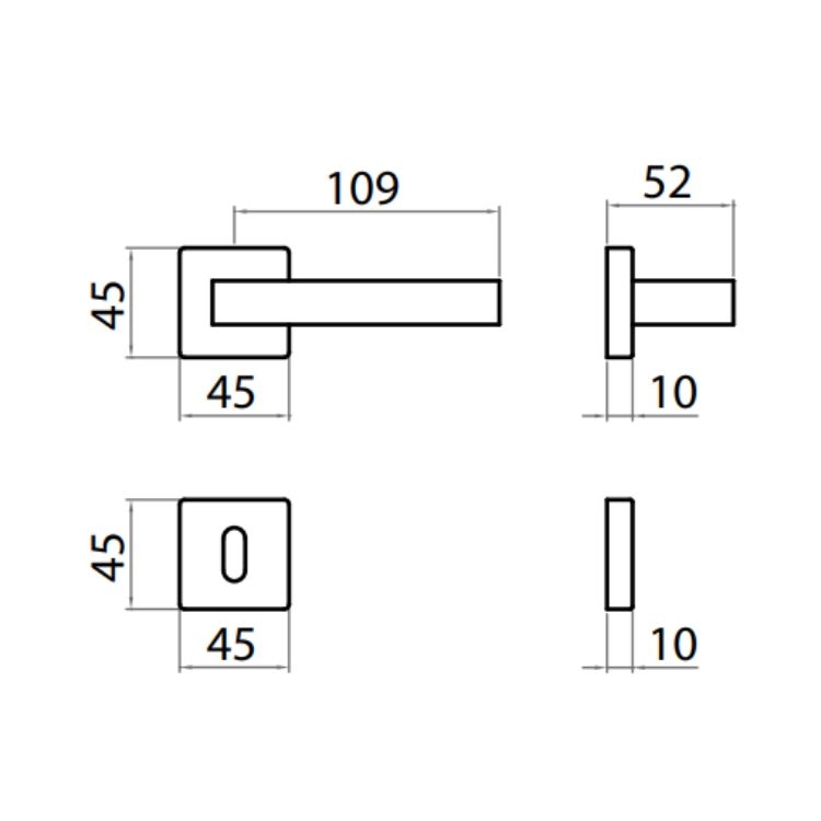 Maniglia Gm08 Ghidini Per Porta Interna Rosetta E Bocchetta Quadra