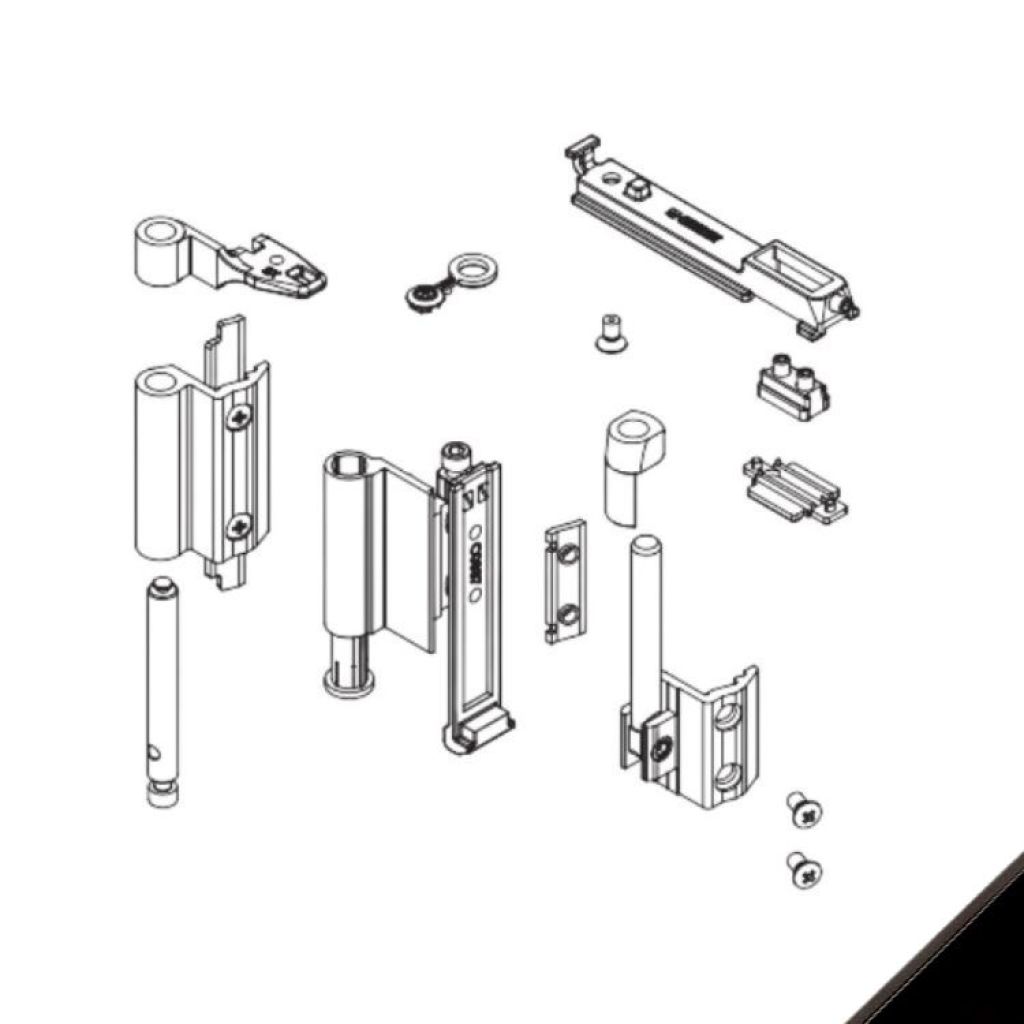 Kit Cerniera Futura 3d 130 04715 Giesse Per Anta Secondaria Profilo Cu