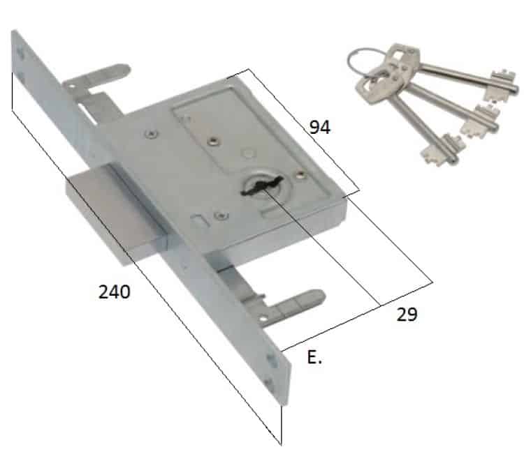 Serratura Doppia Mappa Art. 4010 Infilare Triplice 2 Mandate Entrata 60 ...