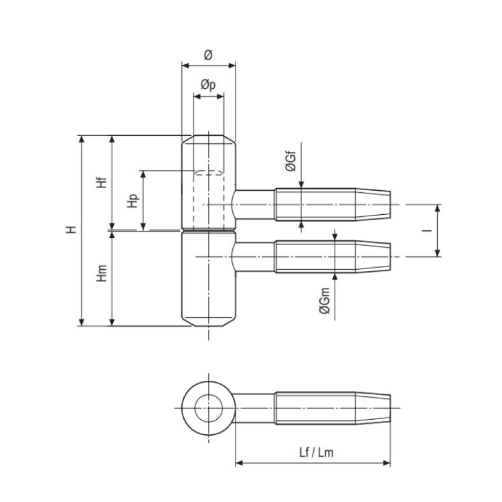 Cerniera Anuba E00120 Agb Per Legno Diametro 13 Mm Altezza 44 5 Mm