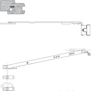 Braccio forbice A51911.36.03 Artech AGB Destro per serramento in legno, lunghezza 594-804 mm, interasse 13 mm, battuta 20 mm