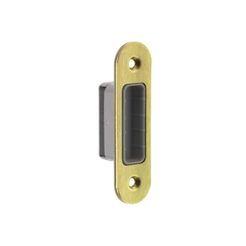 Contropiastra regolabile Bonaiti per serratura magnetica B-Forty, bordo tondo, dimensioni 82x22 mm, colore Ottonato Lucido