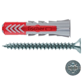 Tassello Duopower S Fischer per materiali da costruzione, diametro 8 mm, lunghezza 40 mm, vite 6x50 mm, materiale Nylon