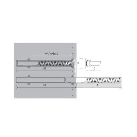 Portacravatte estraibile 142/A Ambos per armadio, estensione 510-920 mm, Alluminio finitura Argento