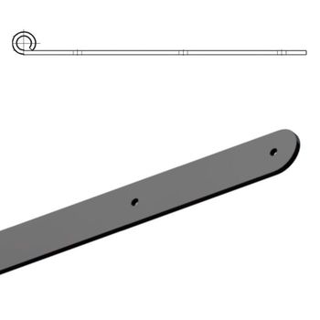Bandella dritta diametro 12 mm, serie tonda liscia R1, occhio laterale, lunghezza 400 mm, altezza 35 mm, spessore 4 mm, finitura Verniciato Nero
