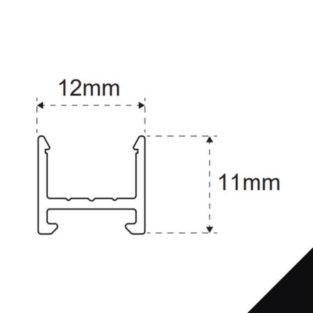 Profilo MicroMec 1-2 LS per illuminazione led, dimensione 12,00x11,00 mm, lunghezza 3000 mm, Alluminio finitura Nero Anodizzato