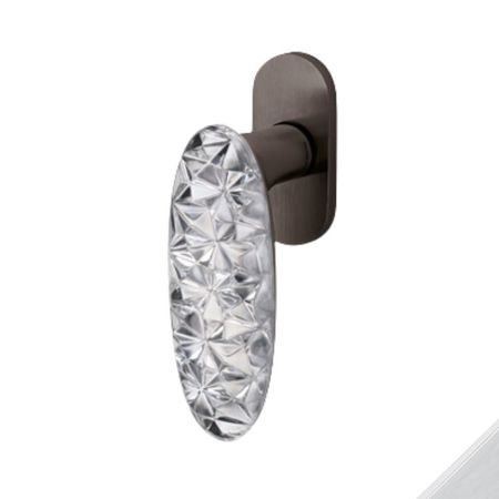 Maniglia martellina Dk Crystal Diamond Olivari per serramento, lunghezza quadro 7x42 mm, Ottone finitura Cromo Lucido, Vetro Trasparente