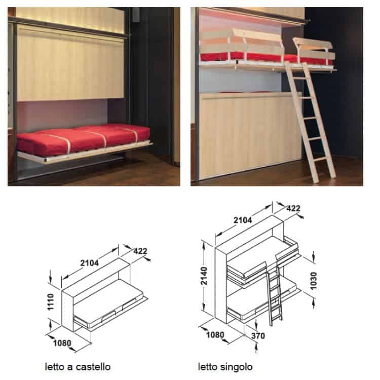 Letto singolo a ribalta da incasso Duoletto trasversale ...