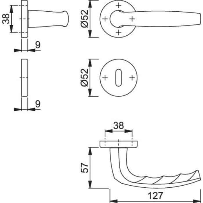 Maniglia Atlanta Hoppe Per Porta Interna Rosetta E Bocchetta Tonda Foro Patent Quadro Mm