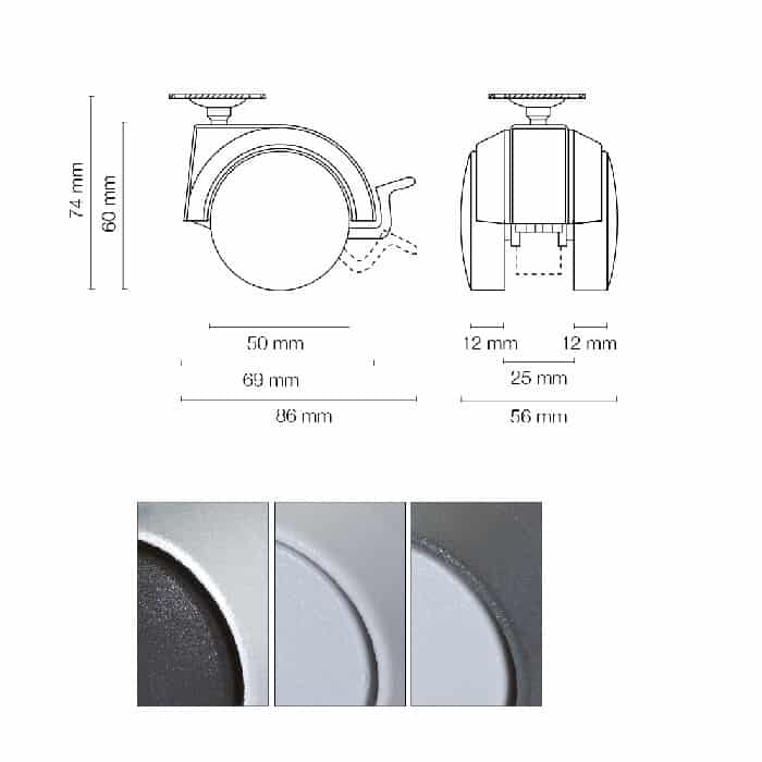 Ruota Girevole Maco Per Mobile Fissaggio Piastra Quadrata Diametro Mm Con Freno