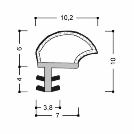 Guarnizione per serramento A 498 E BOB Roverplastik, aria 0,5 mm, fresata 3,2 mm, bobina da 450 mt, finitura Bianco