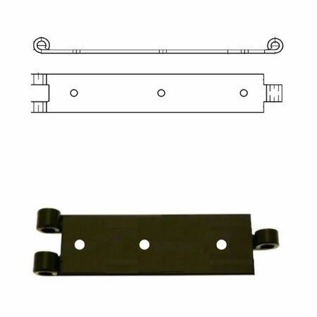 Bandella parte maschio Padovana 0300 Omad serie tonda per persiane, lunghezza 120 mm, altezza 35x3 mm, occhio 7,7 mm, finitura Verniciato Nero