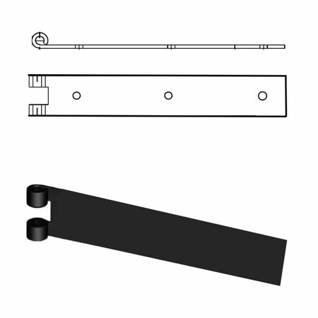 Bandella parte femmina Padovana 0300 Omad serie quadra per persiane, lunghezza 300 mm, altezza 35x3 mm, occhio 7,7 mm, finitura Verniciato Nero