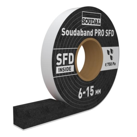 Nastro Soudaband Pro SFD Soudal per posa serramento, larghezza 30 mm, fuga 4-10 mm, rotolo 12 mt