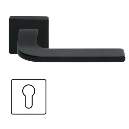Maniglia Linea-Q 401 DoorXe per porta, rosetta e bocchetta quadra 50x7 mm foro yale, Zama finitura Nero Opaco