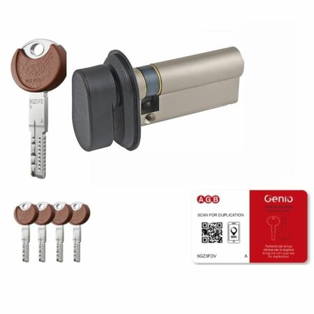 Mezzo cilindro Genio Ariete CP7526 AGB, pomolo-chiave, lunghezza 90 mm (P15/75), finitura Nichelato Opaco