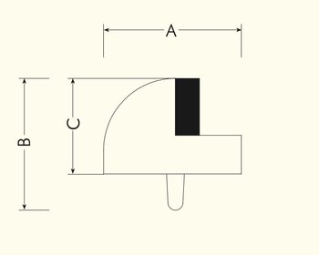 Fermaporta 1090-02 Bal a pavimento per interni, dimensione 50x25, gommino di battuta nero, Ottone finitura Bronzato Graffiato