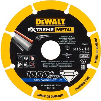 Disco diamantato DeWalt per taglio metallo, diametro 125 mm, foro 22,23 mm