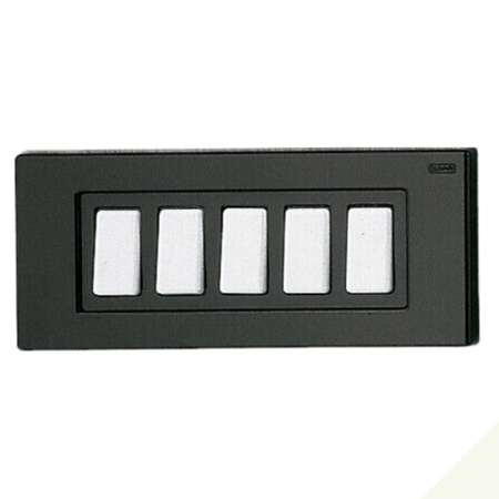 Placca coprinterrutore Tamigi T505 Olivari per interruttore luce da muro, 5 fori, dimensioni 170x75 mm, finitura Bianco
