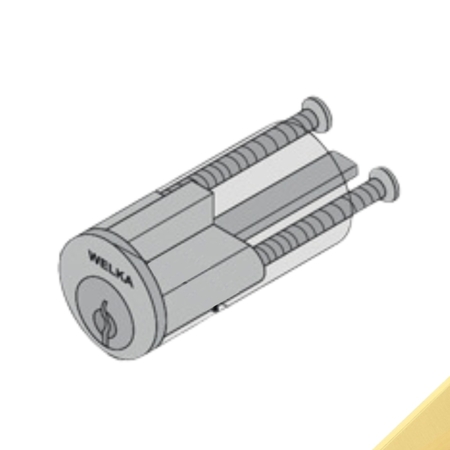 Cilindro fisso Welka KA per ferroglietto da applicare 6 mandate, diametro 25 mm, lunghezza 50 mm, materiale Ottone