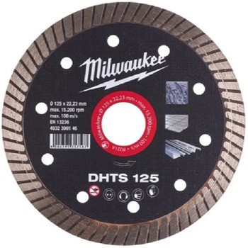 Disco diamantato DHTS Milwaukee per taglio gres porcellanato e granito, diametro 125 mm