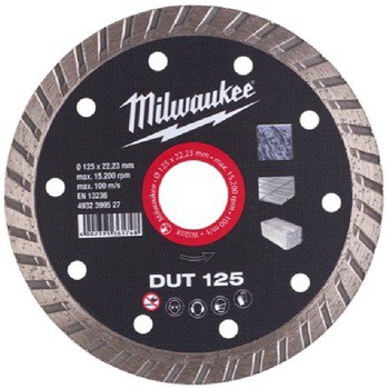 Disco diamantato DUT Milwaukee per taglio su materiale tenero, diametro 125 mm