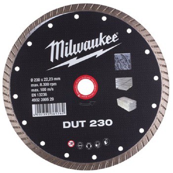 Disco diamantato DUT Milwaukee per taglio su materiale tenero, diametro 230 mm