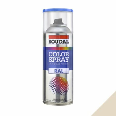 Smalto acrilico universale Color Spray RAL Soudal, formato 400 ml, colore Biancoperla Opaco 1013