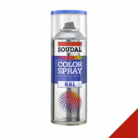 Smalto acrilico universale Color Spray RAL Soudal, formato 400 ml, colore Rosso Traffico 3020