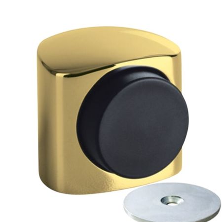 Fermaporta magnetico Victor B106C Olivari per interni/esterni, dimensione 35x38 mm, gommino diametro 25 mm, Ottone finitura SuperOro Lucido