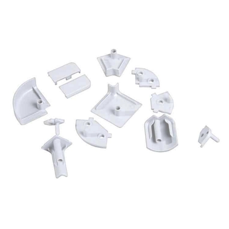 Kit accessori Miniline Emuca per alzatina, con terminali e curve, Plastica finitura Bianco