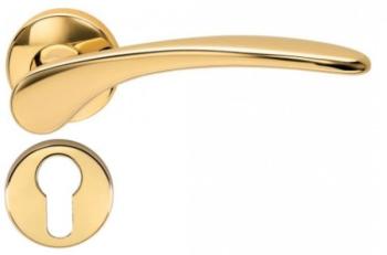 Maniglia per porta interna in ottone Valli & Valli H 198 serie Mizar rosetta bocchetta foro per cilindro Oro lucido