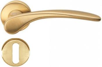 Maniglia per porta interna in ottone Valli & Valli H 198 serie Mizar rosetta bocchetta foro normale Oro satinato
