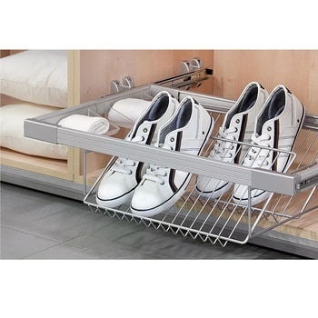 Kit porta scarpe Emuca per armadio, per modulo 800 mm, con guide,  regolabile, colore Grigio Metallizzato