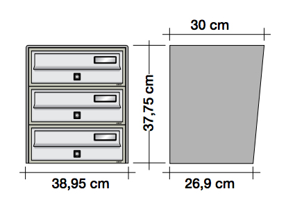 Cassetta postale 3 posti - da esterno grigio marmo Cassette Postali  Condominiali